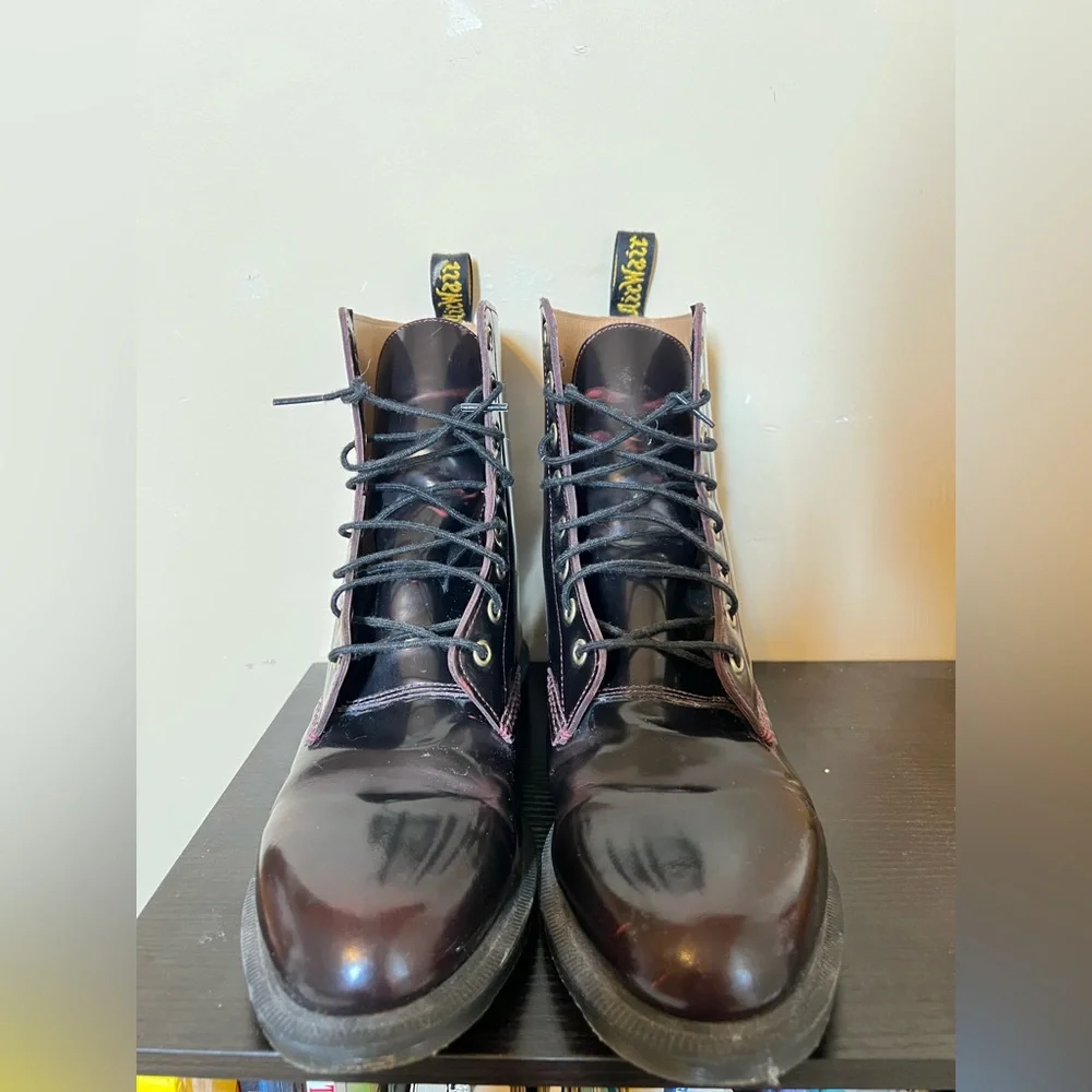 Dr. Martens | Elsham Lace-Up Boots in Cherry Red - Picture 2 of 9